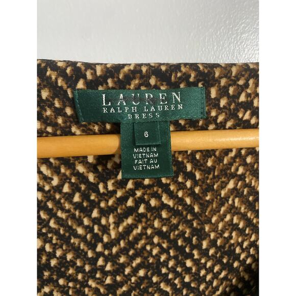 Lauren Ralph Lauren faux wrap dress women’s 6 brown snake print stretch career - Picture 4 of 6